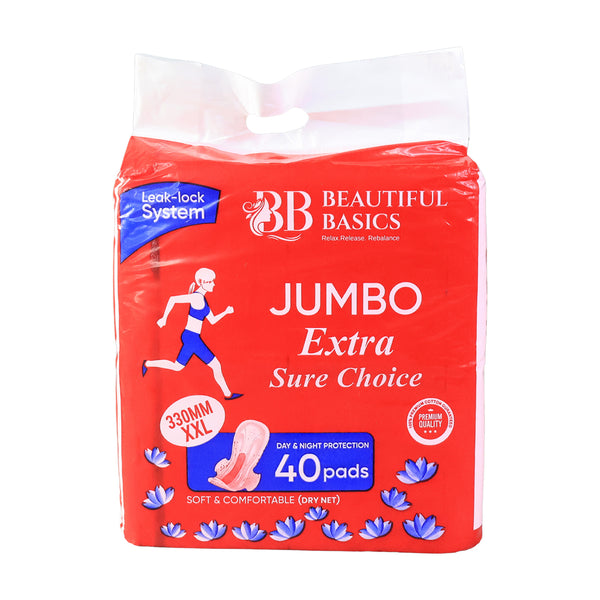 Beautiful Basics Jumbo Extra Sure Choice Sanitary Pads Xxl 330mm (40 Pc)