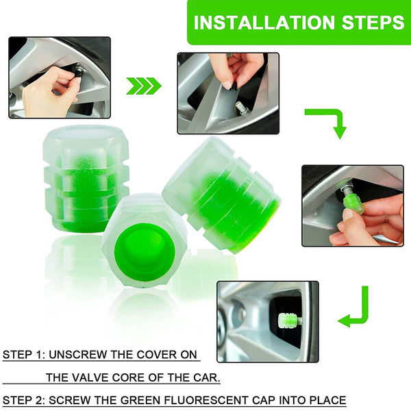 BUY 1 Get 1 FREE Tyre Valve Caps Luminous Glow Car Tire Air Stem Valve Cap Covers (Pack of 2)