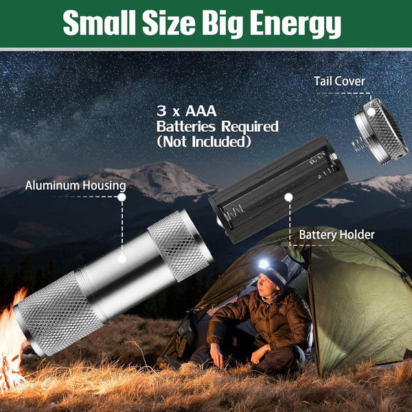 Portable Mini Torch Super-bright Mini 9 Led Bulb Pocket Torches - Torch Flashlight For Camping Hiking Diy Travelling Outdoors And More 3 Battery Operated (Battery Not Included  1 Pc  Mix Color)